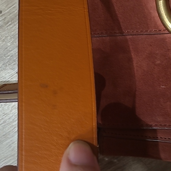 Small J. Crew Small Suede Leather Brass Saddle Bag - Picture 7 of 9